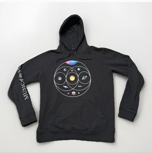 NWOT Unisex Coldplay Music Of The Spheres Black Hoodie - Picture 2 of 6